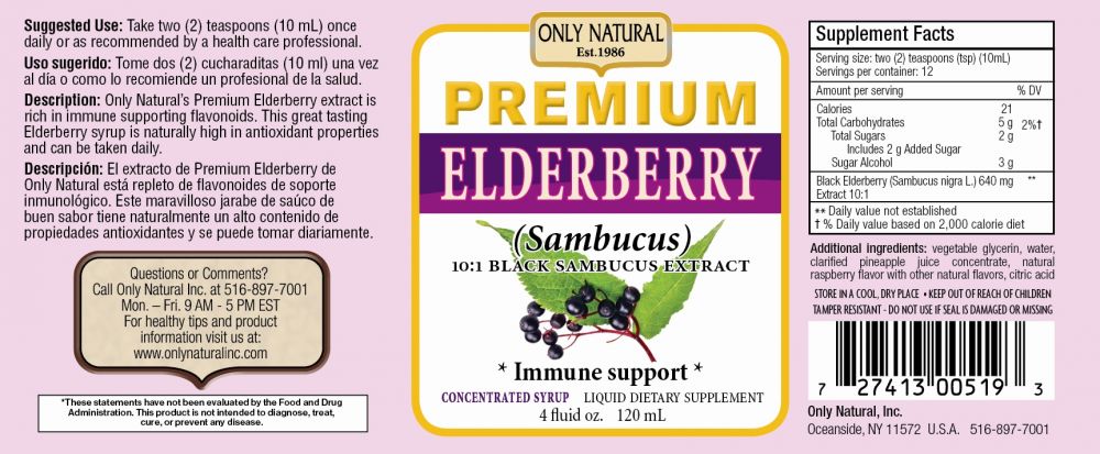 Premium Elderberry (Sambucus) 4 fl oz (120 ml) by Only Natural best price