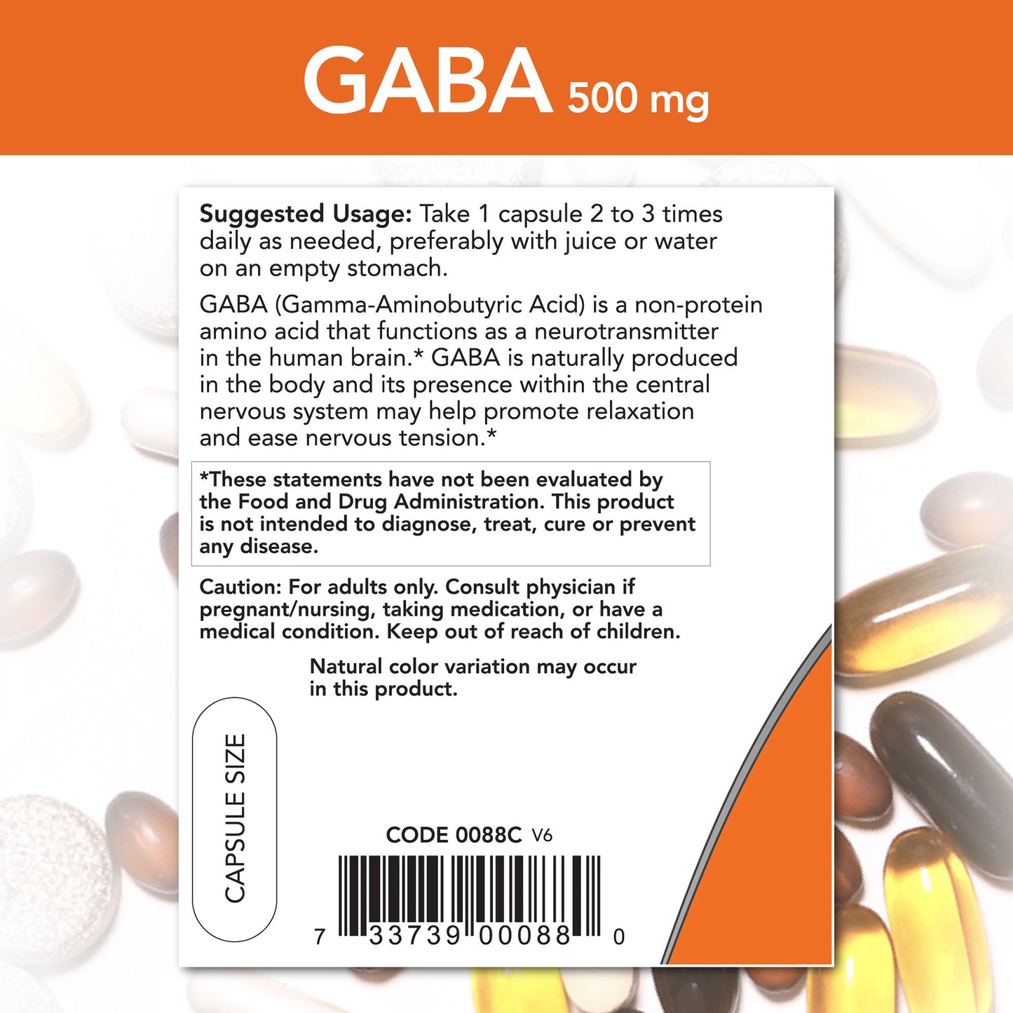 GABA 500 mg 200 Veg Capsules