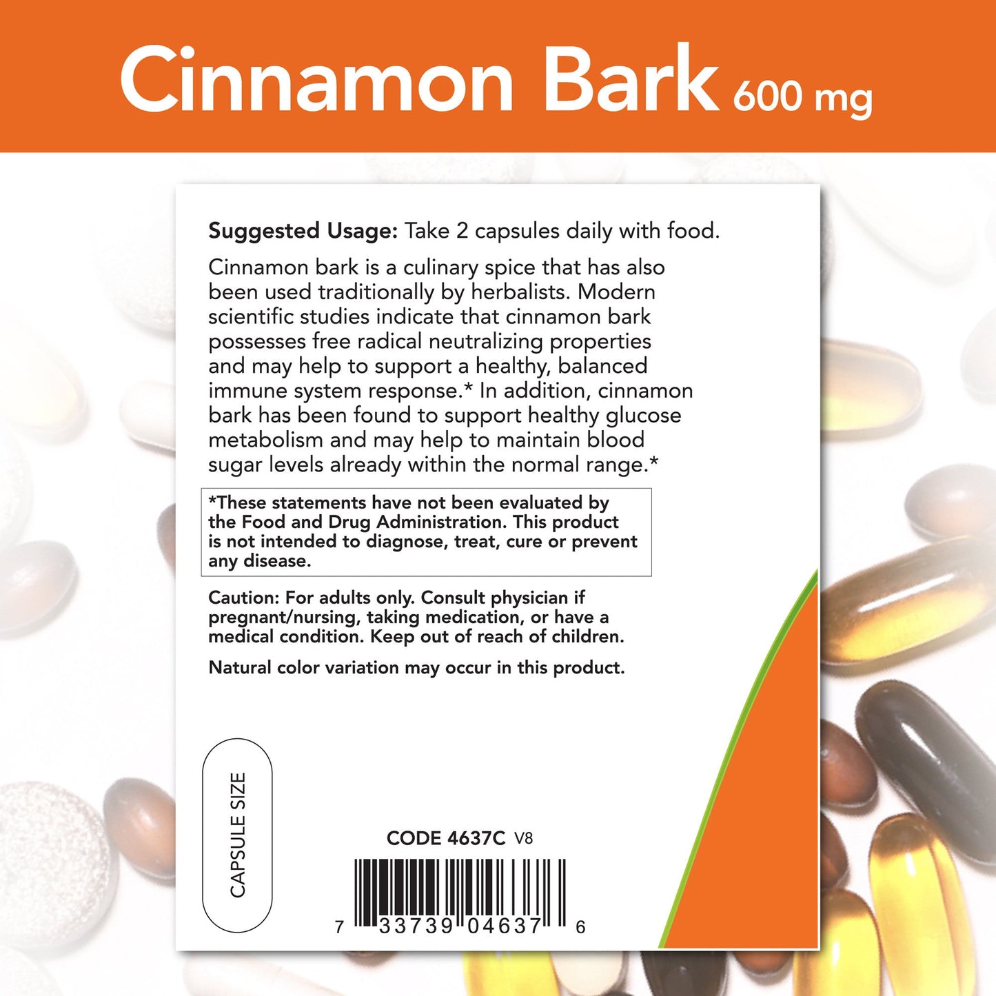 Cinnamon Bark 600 mg 240 Capsules