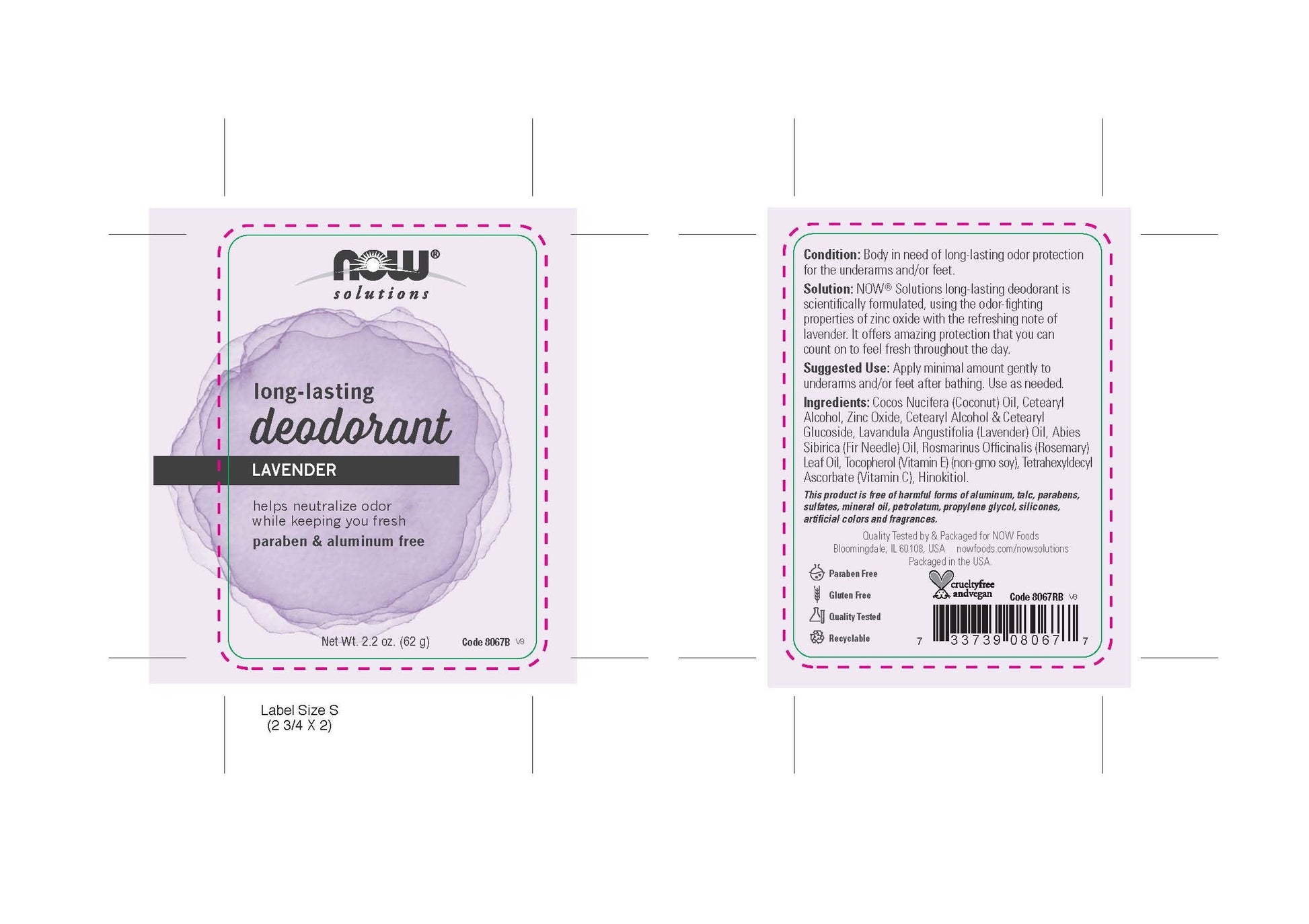 Now Solutions - Long Lasting Deodorant Stick Refreshing Lavender 2.2 oz (62 g)