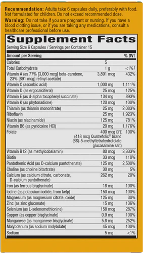 Alive! Max6 Daily Multi-Vitamin Max Potency 90 Veg Capsules