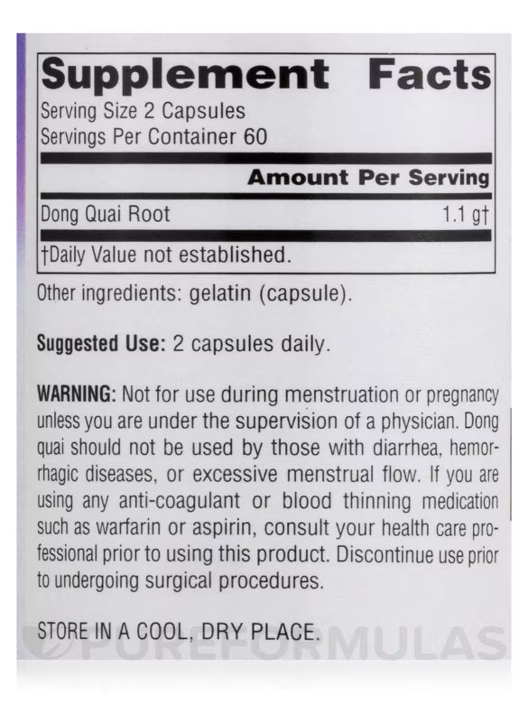 Full Spectrum Dong Quai 550 mg 120 Capsules