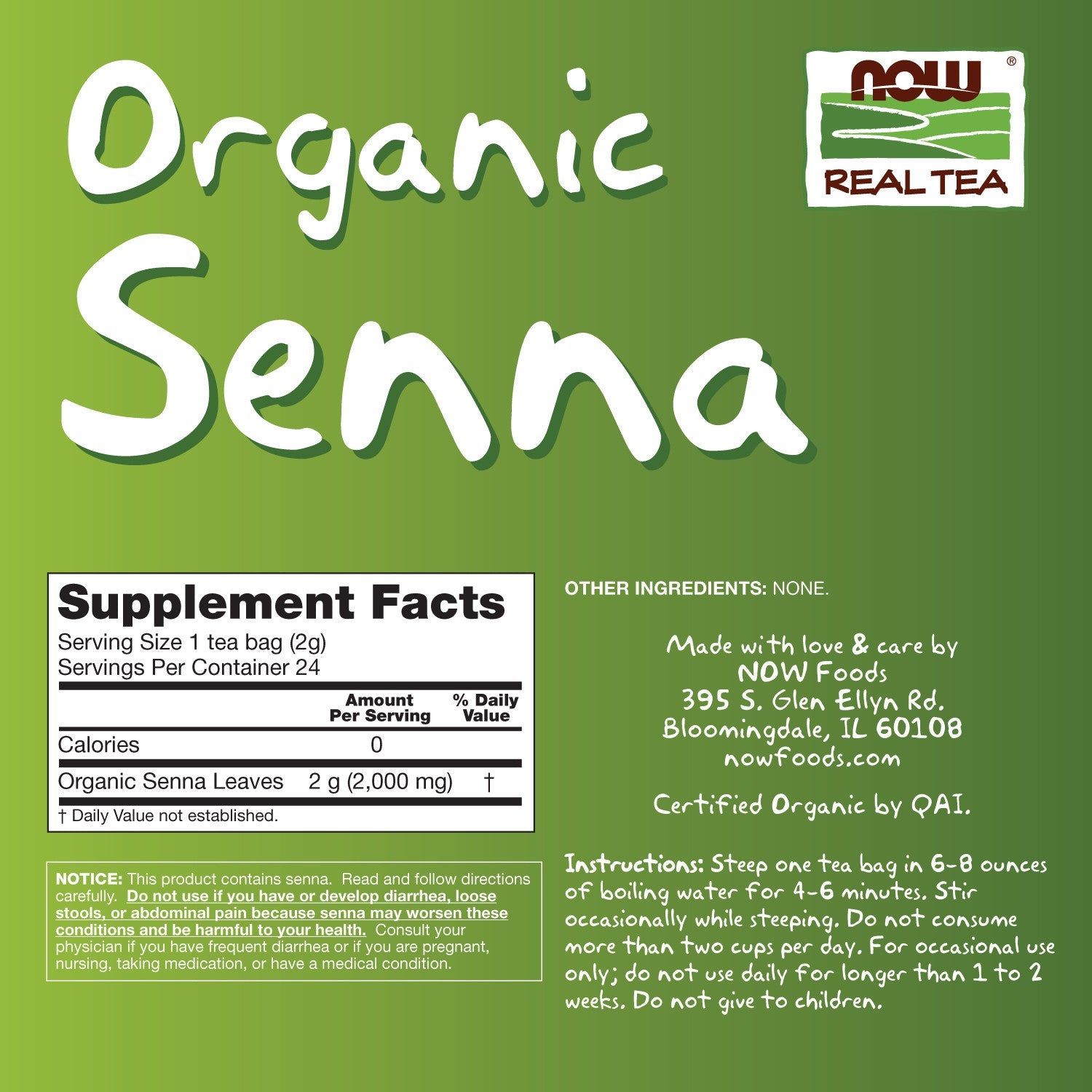 Senna Tea 24 Tea Bags | By Now Foods - Best Price