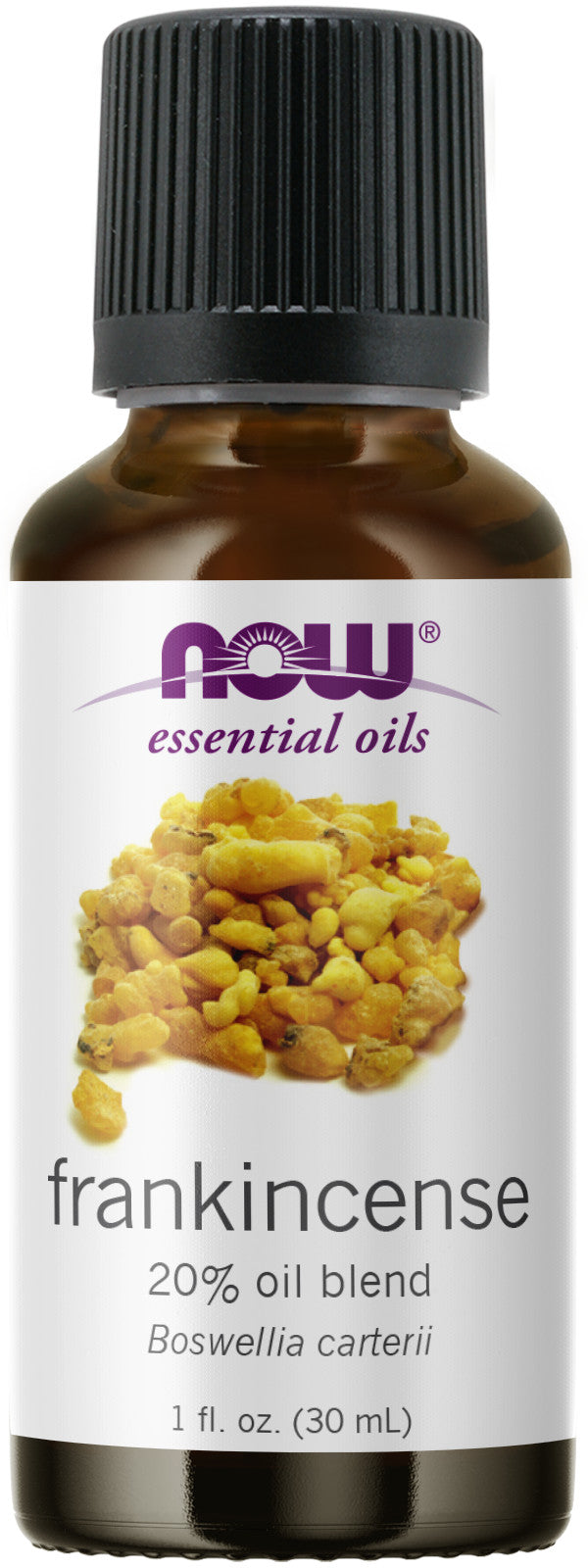 NOW Essential Oils, Frankincense Oil Blend, 20% Blend of Pure Frankincense Oil in Pure Jojoba Oil, Centering Aromatherapy Scent, Steam Distilled, Vegan, Child Resistant Cap, 1-Ounce