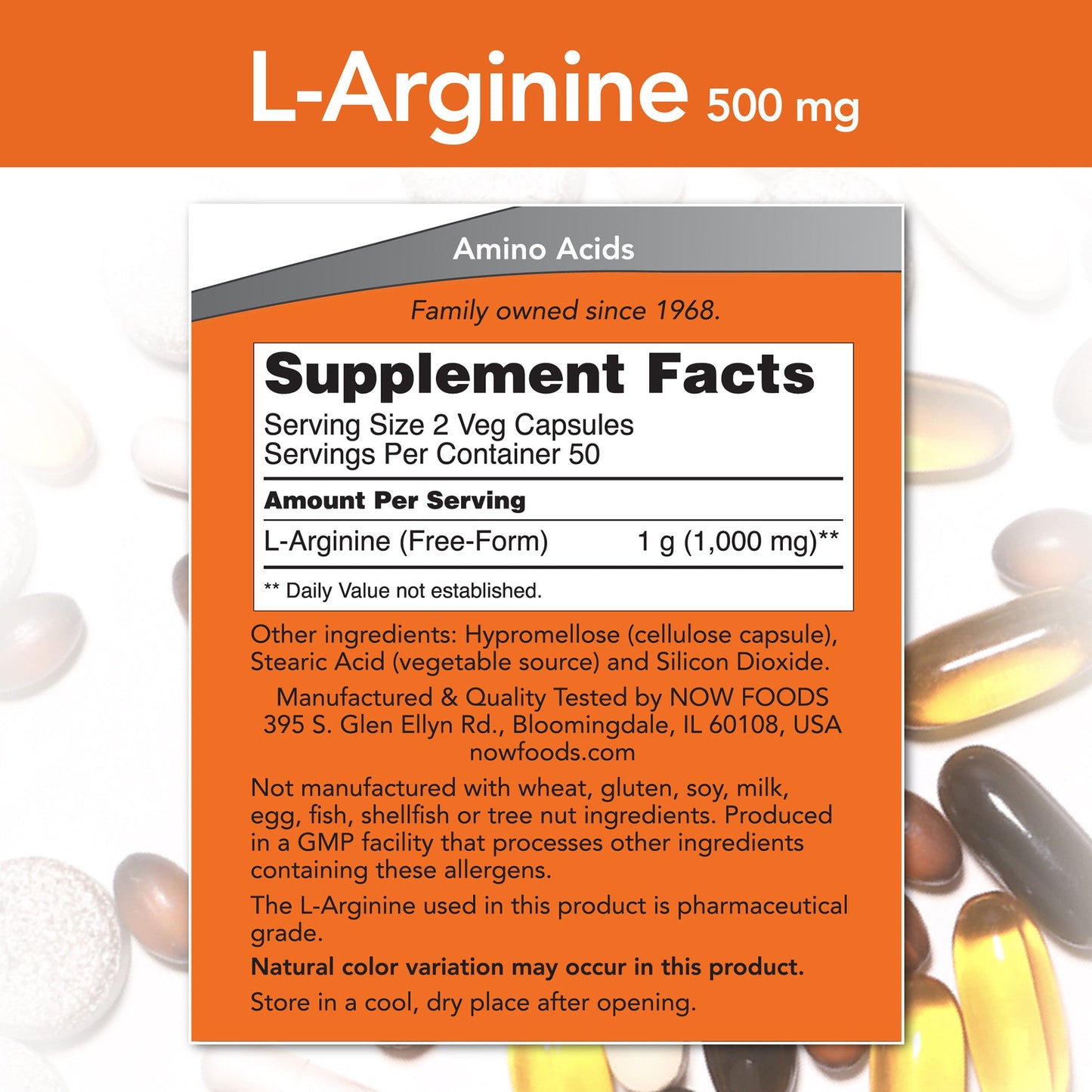 L-Arginine 500 mg 100 Capsules