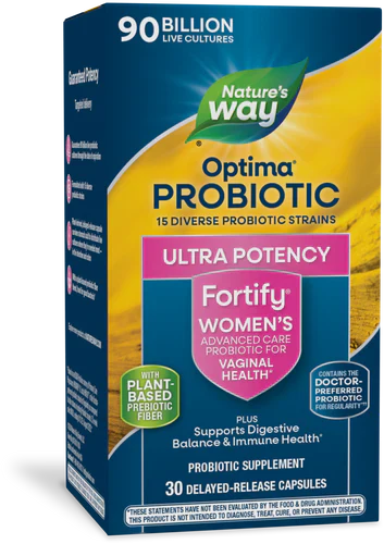 Fortify Optima Women's Probiotic + Prebiotics Ultra Potency 90 Billion 30 Delayed-Release Capsules By Nature's Way