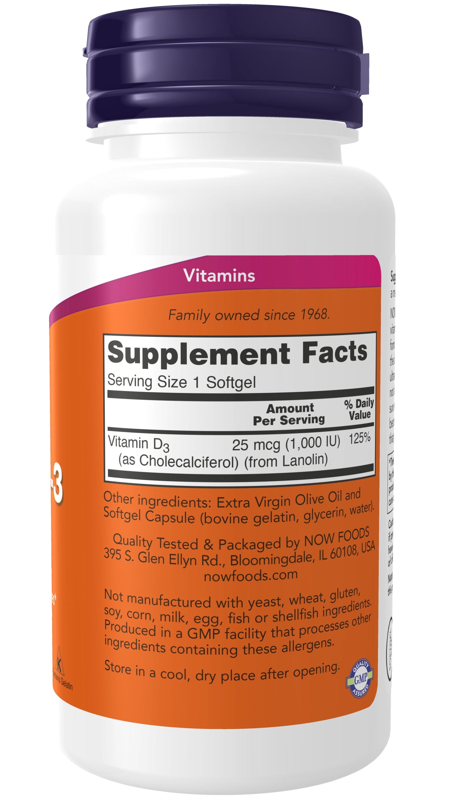 Vitamin D-3 1,000 IU 180 Softgels