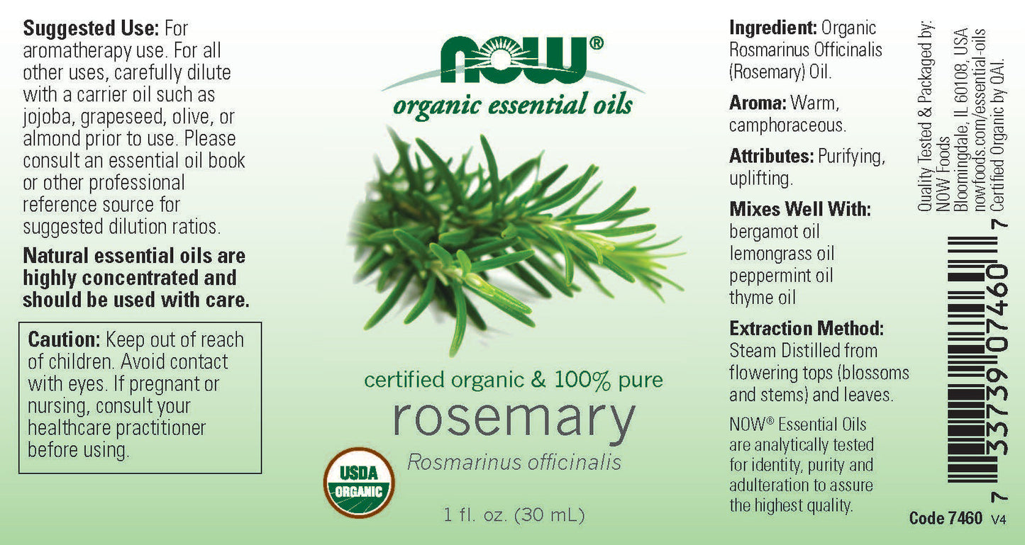 Rosemary Oil Certified Organic 1 fl oz (30 ml) | By Now Essential Oils - Best Price