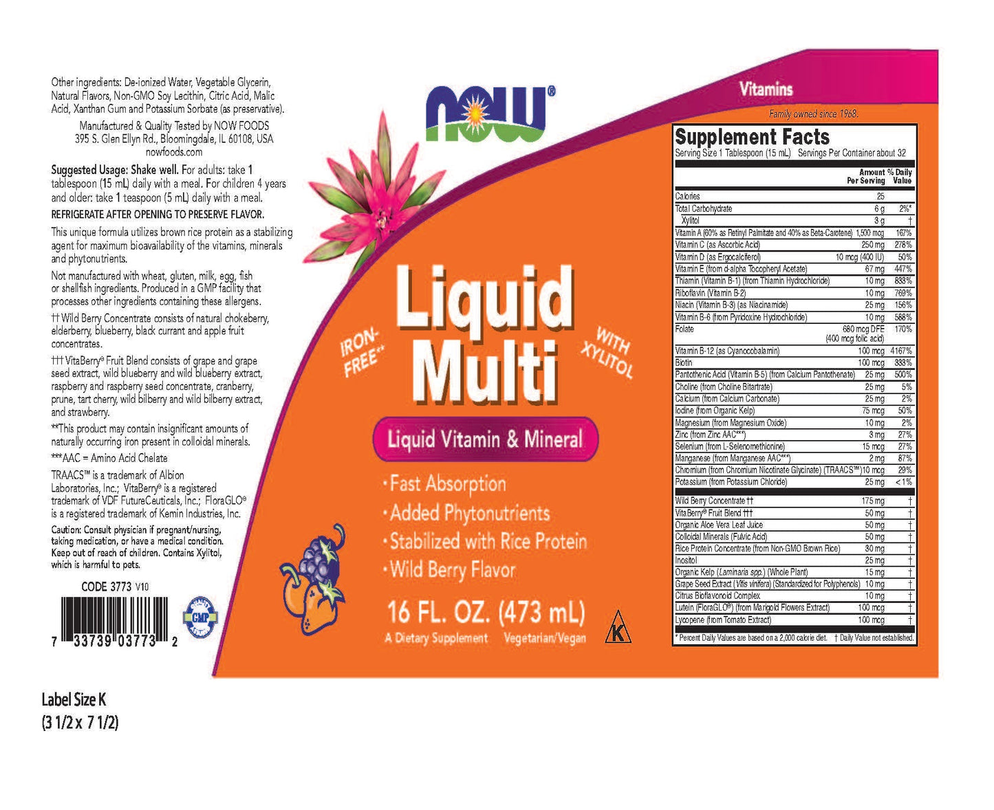 Liquid Multi Wild Berry Flavor 16 fl oz (473 ml)