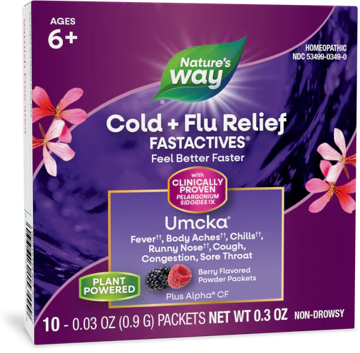 Umcka FastActives Cold+Flu Relief Berry Flavor 10 Packets by Nature's Way