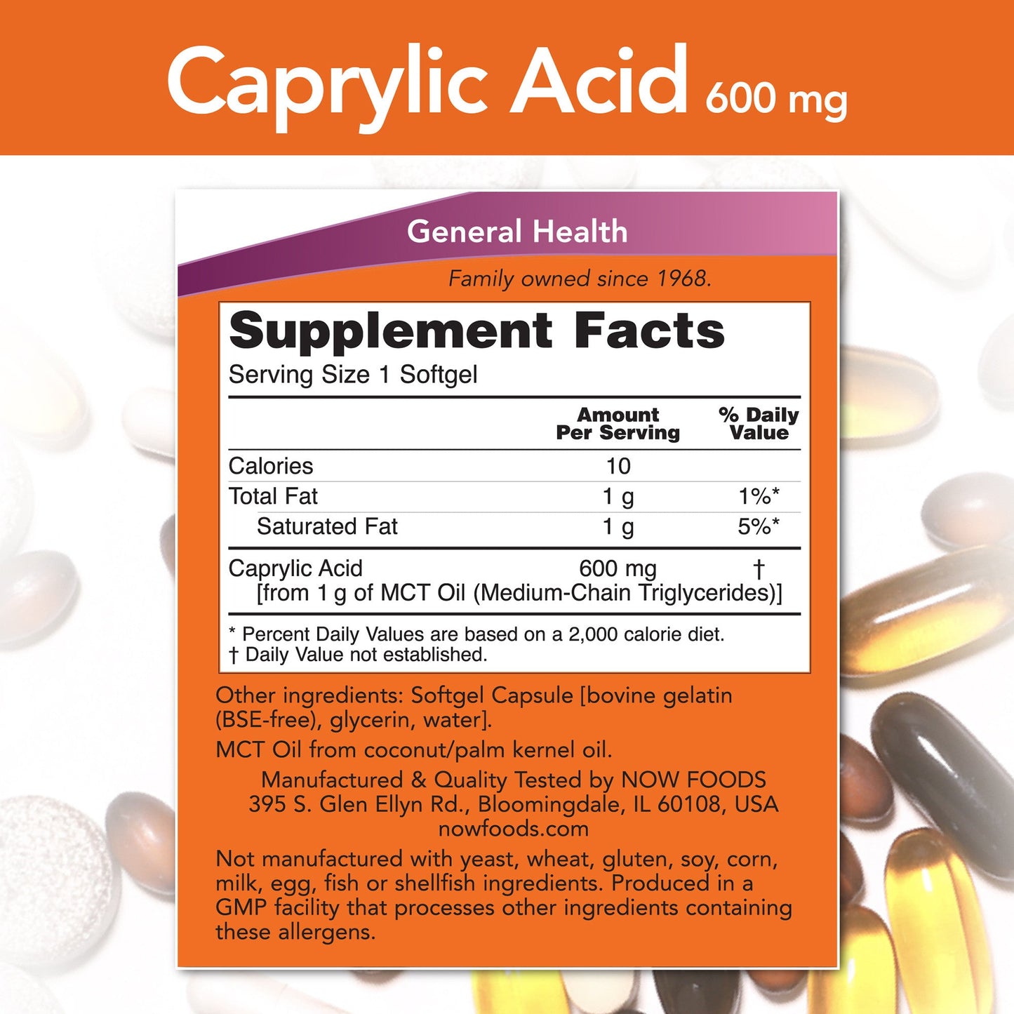 Caprylic Acid 600 mg 100 Softgels