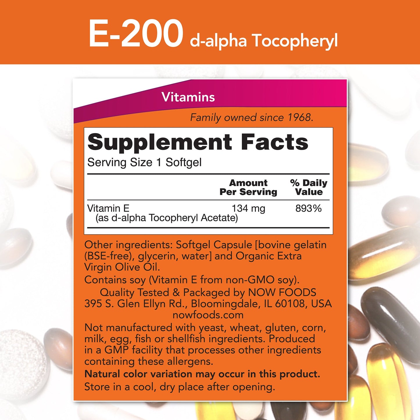 Natural E-200 d-alpha Tocopheryl 100 Softgels