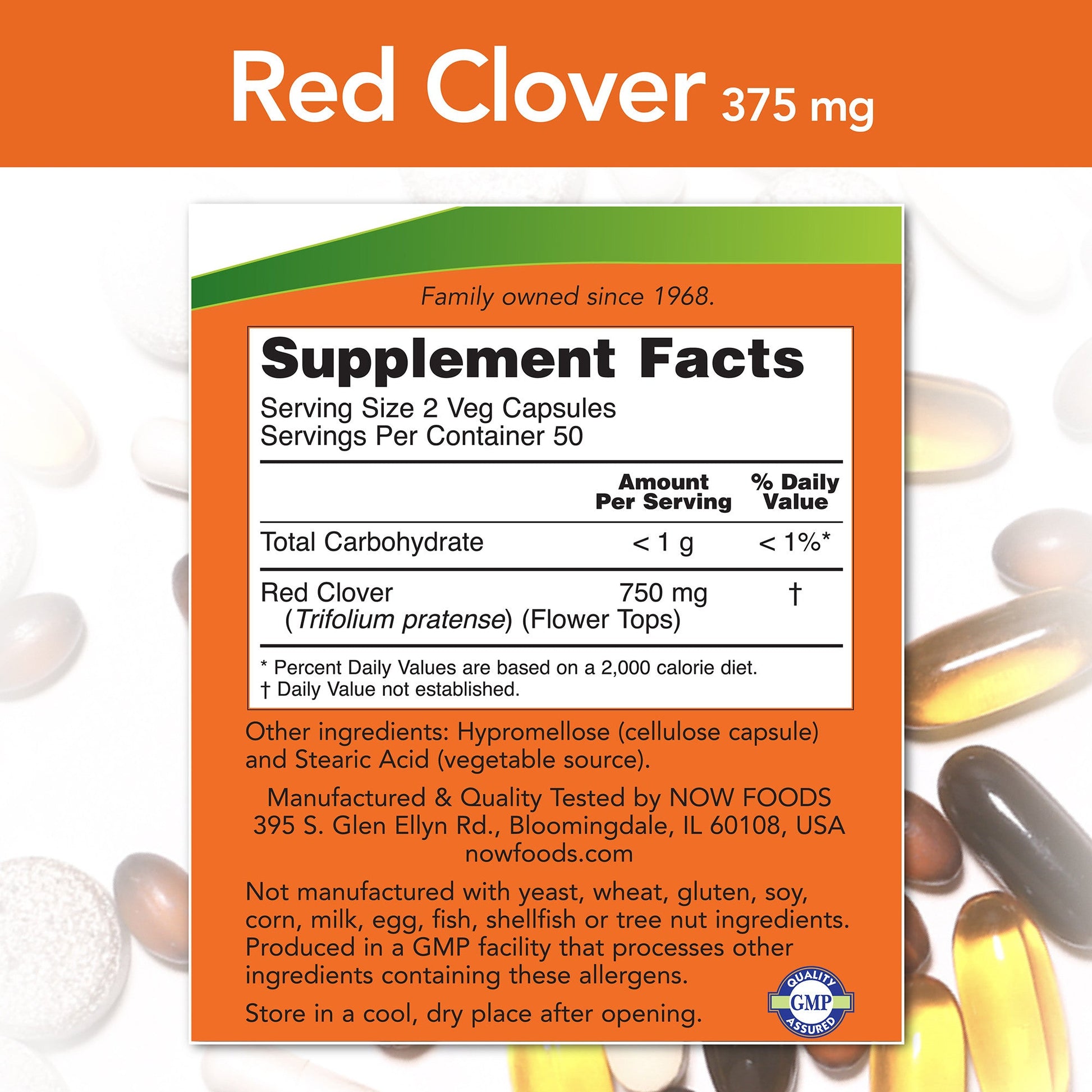 Red Clover 375 mg 100 Capsules | By Now Foods - Best Price