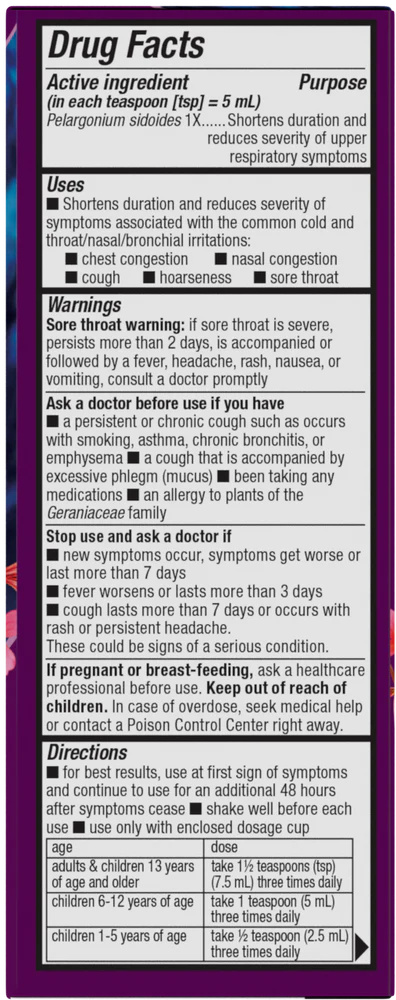 Umcka ColdCare Children's Cherry Flavor Syrup 4 fl oz (120 ml)