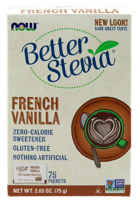 NOW Foods, Better Stevia Zero Calorie Sweetener French Vanilla 75 Pack