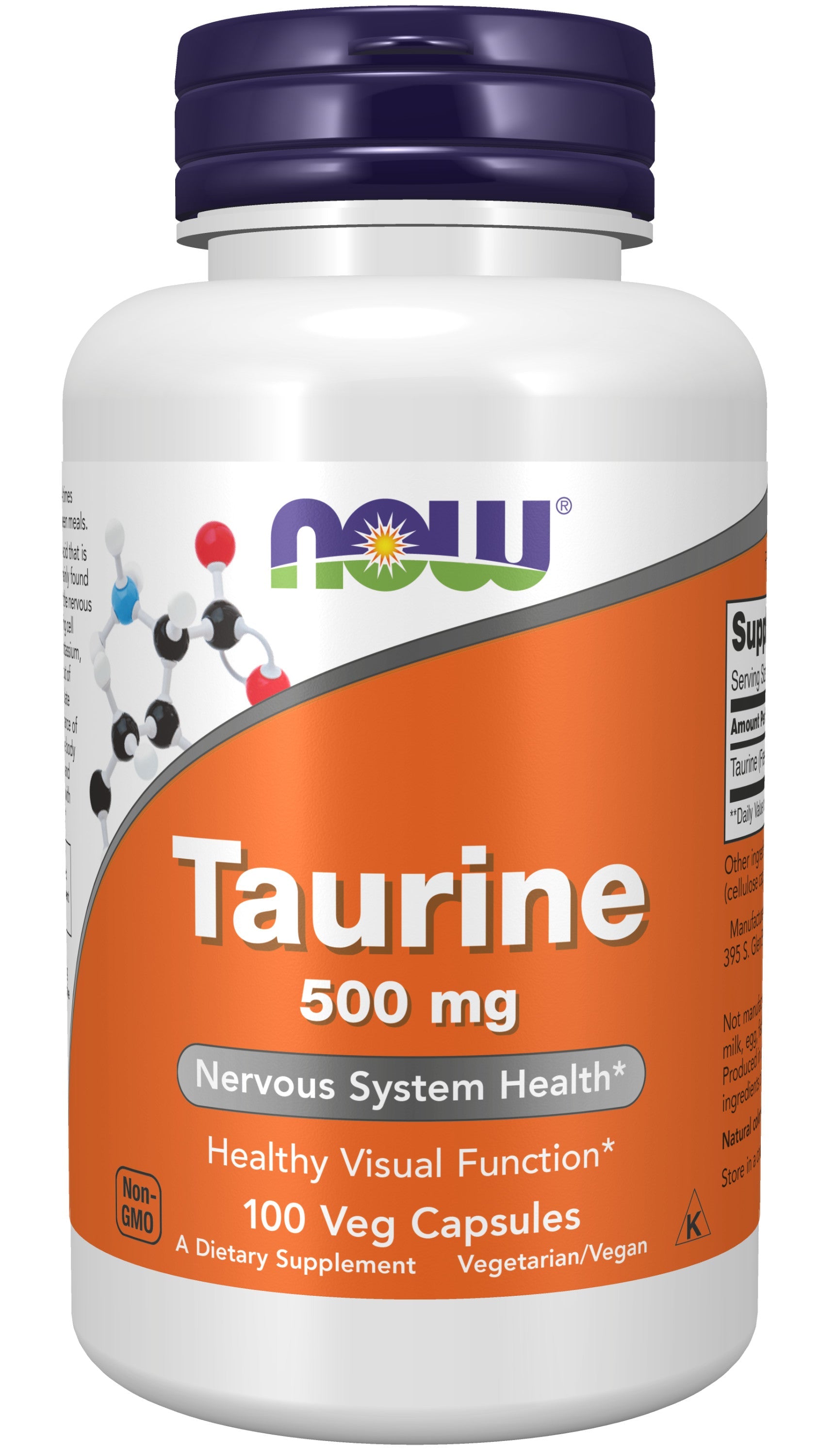 Taurine 500 mg 100 Capsules | By Now Foods - Best Price