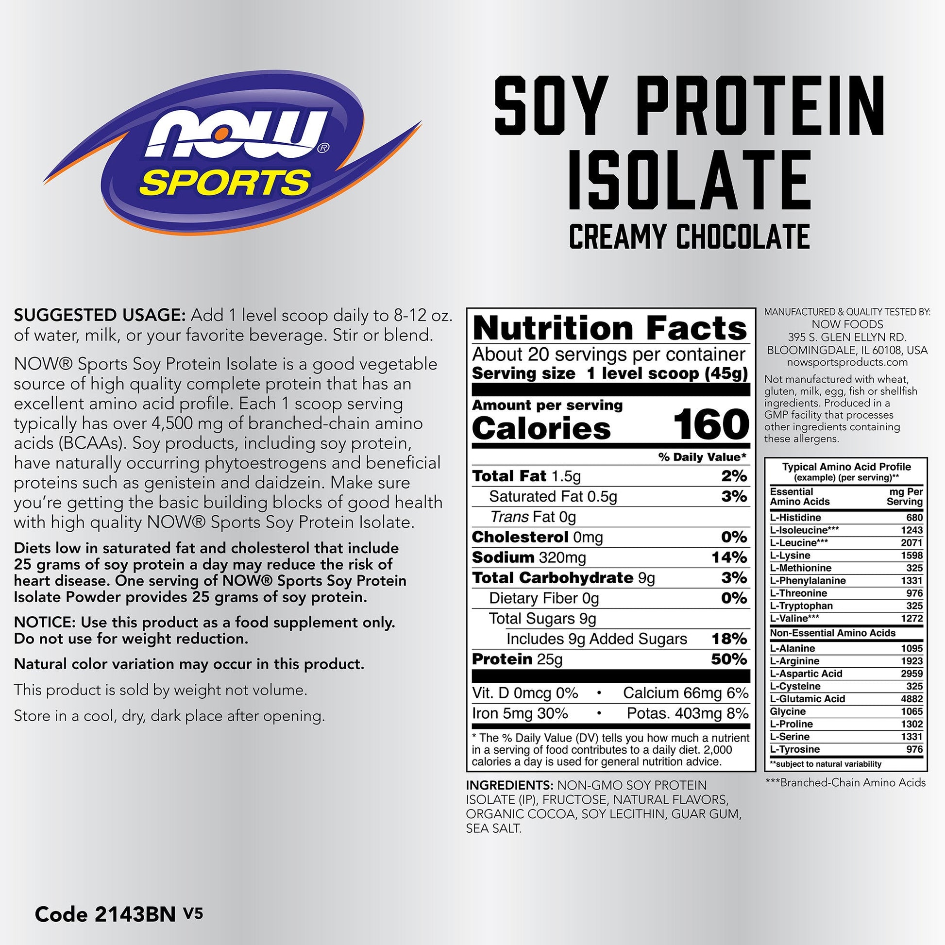 Soy Protein Isolate Natural Chocolate 2 lbs (907 g) | By Now Foods - Best Price