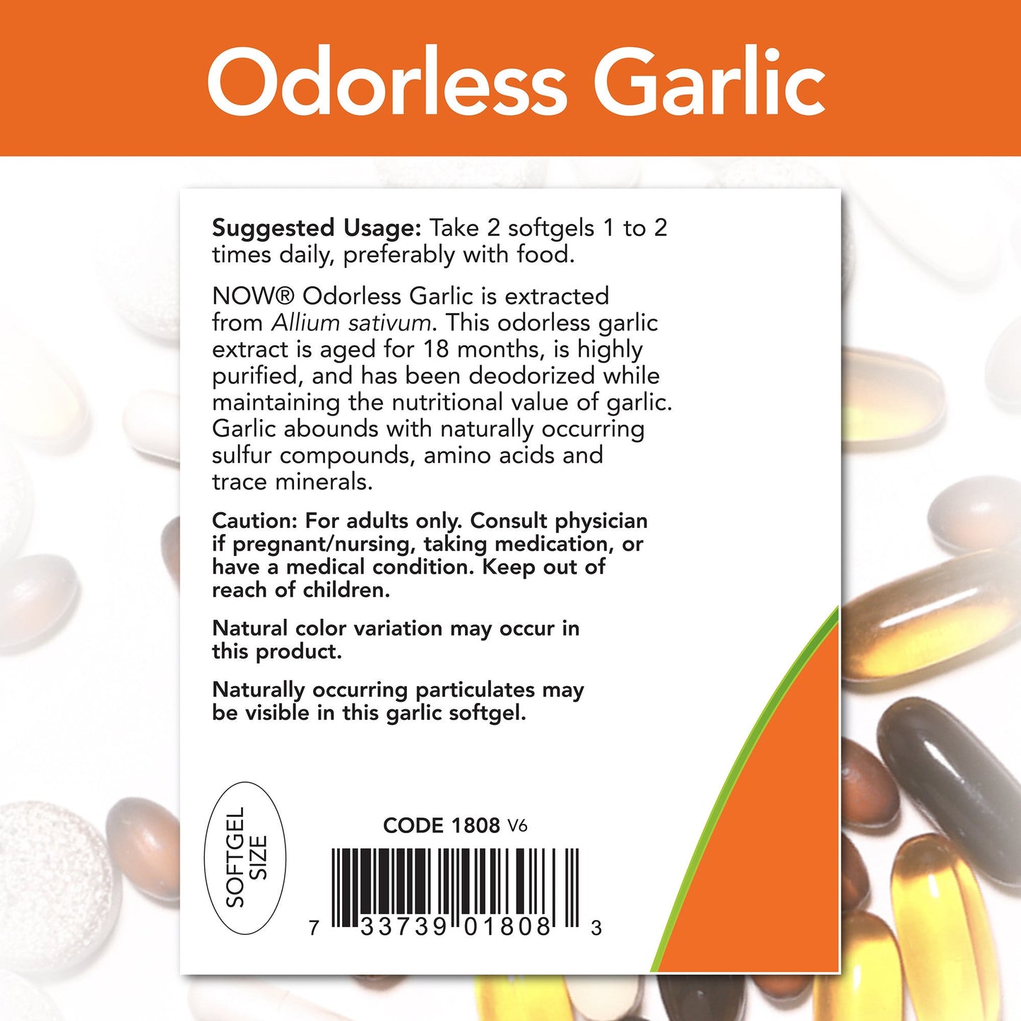 Odorless Garlic Concentrated Extract 250 Softgels