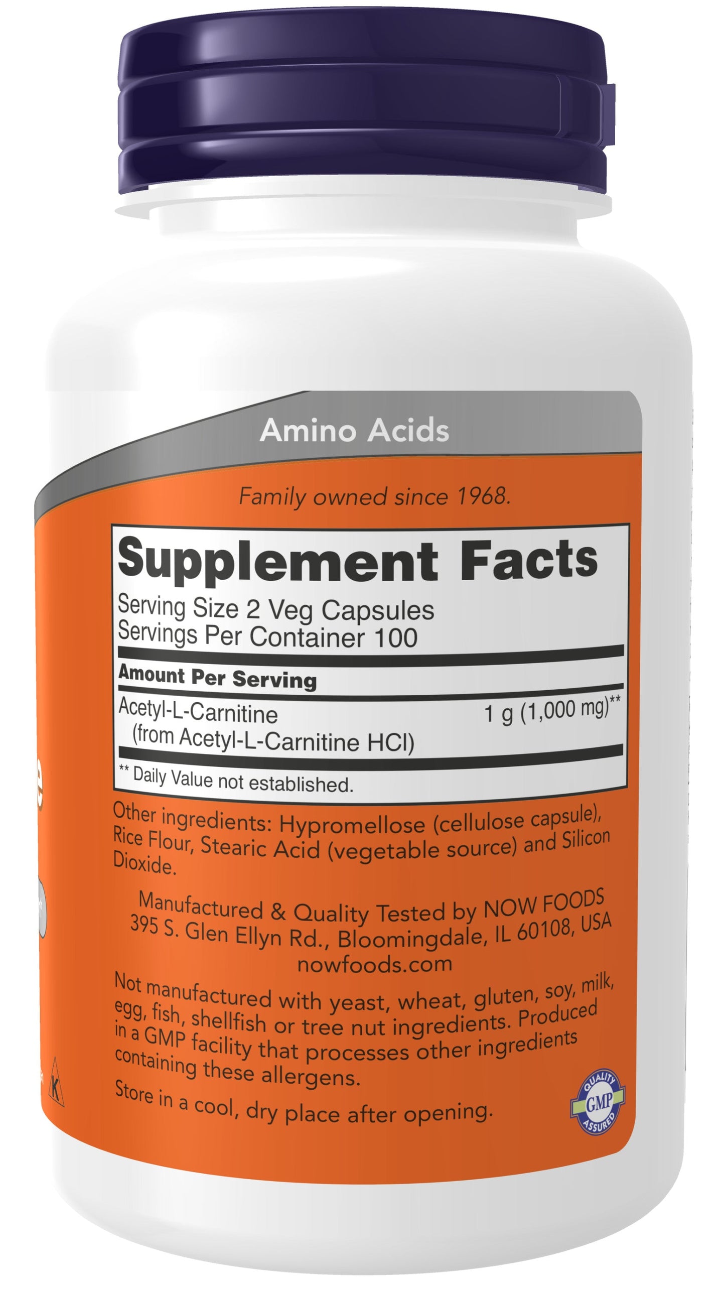 Acetyl-L-Carnitine 500 mg 200 Veg Capsules