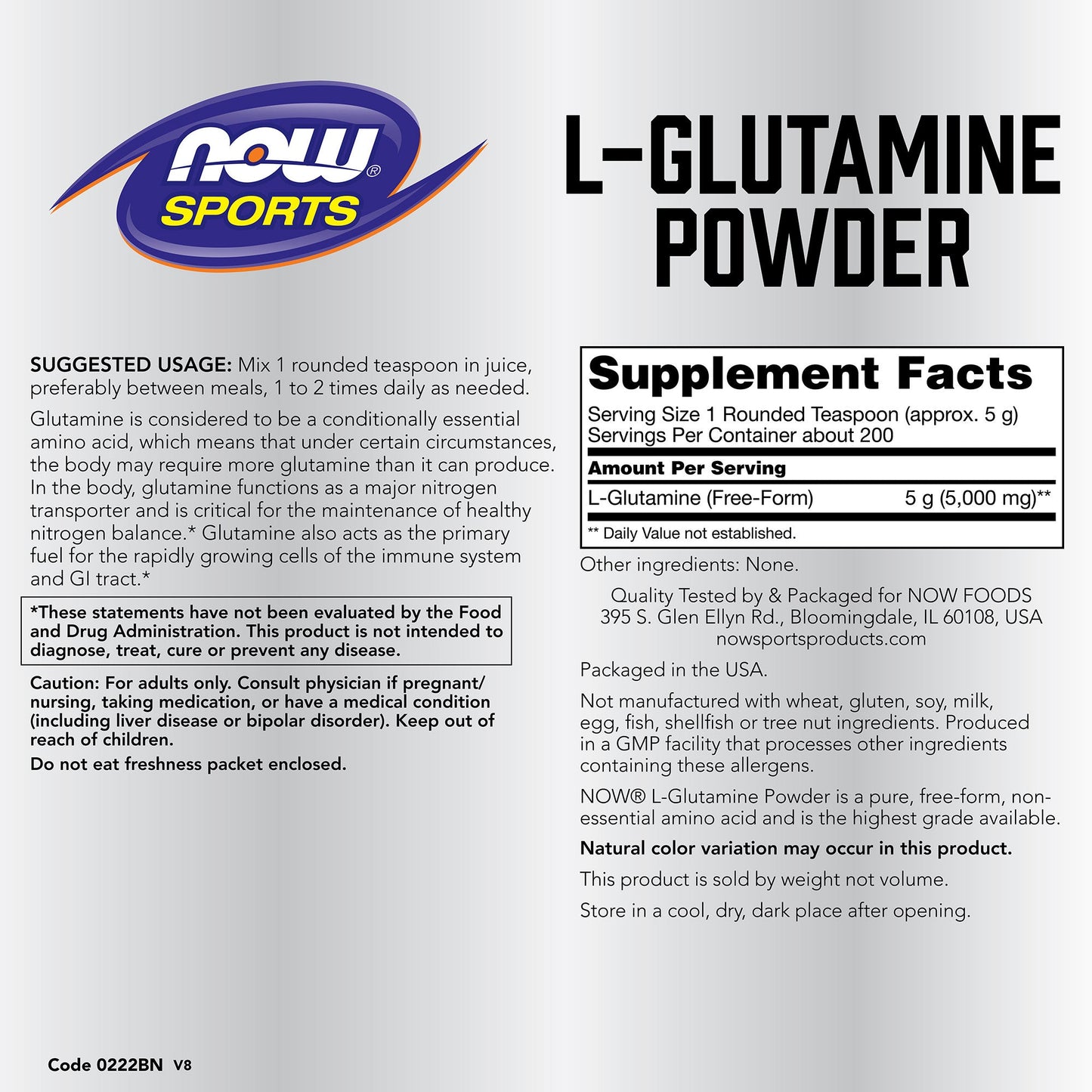 Now Sports, L-Glutamine Powder 1 kg (2.2 lbs)