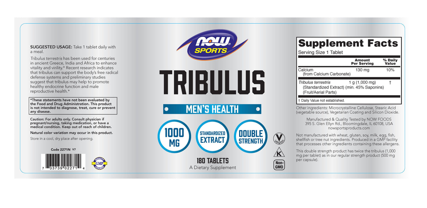 Now Sports, Tribulus Standardized Extract 1000 mg 180 Tablets