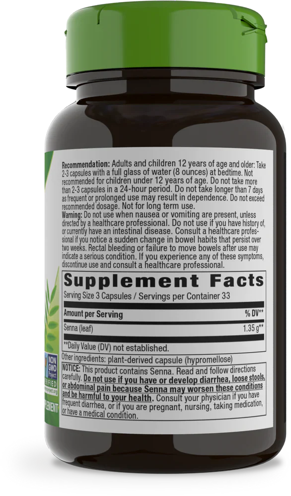 Senna Leaves 450 mg 100 Vegetarian Capsules by Nature' Way