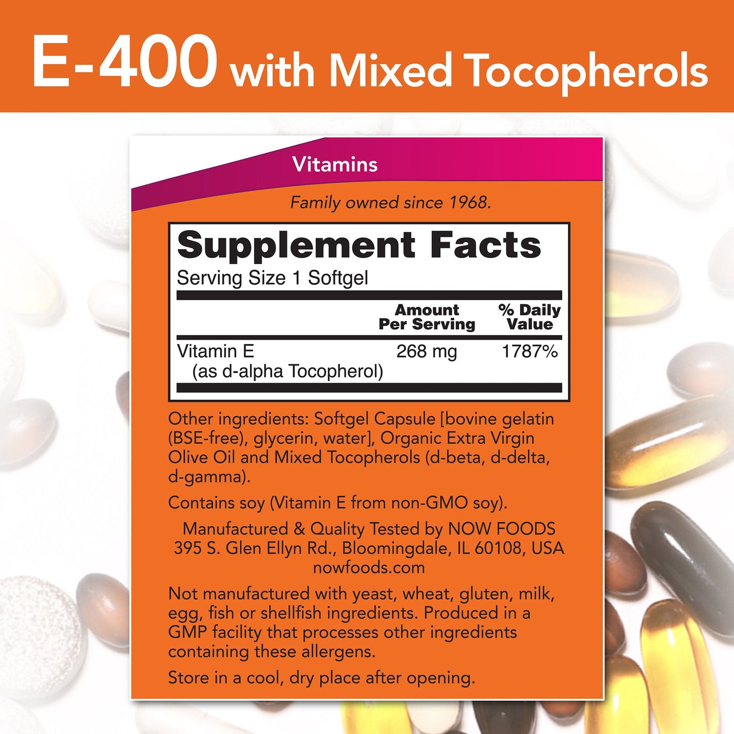 Natural E-400 with Mixed Tocopherols 100 Softgels