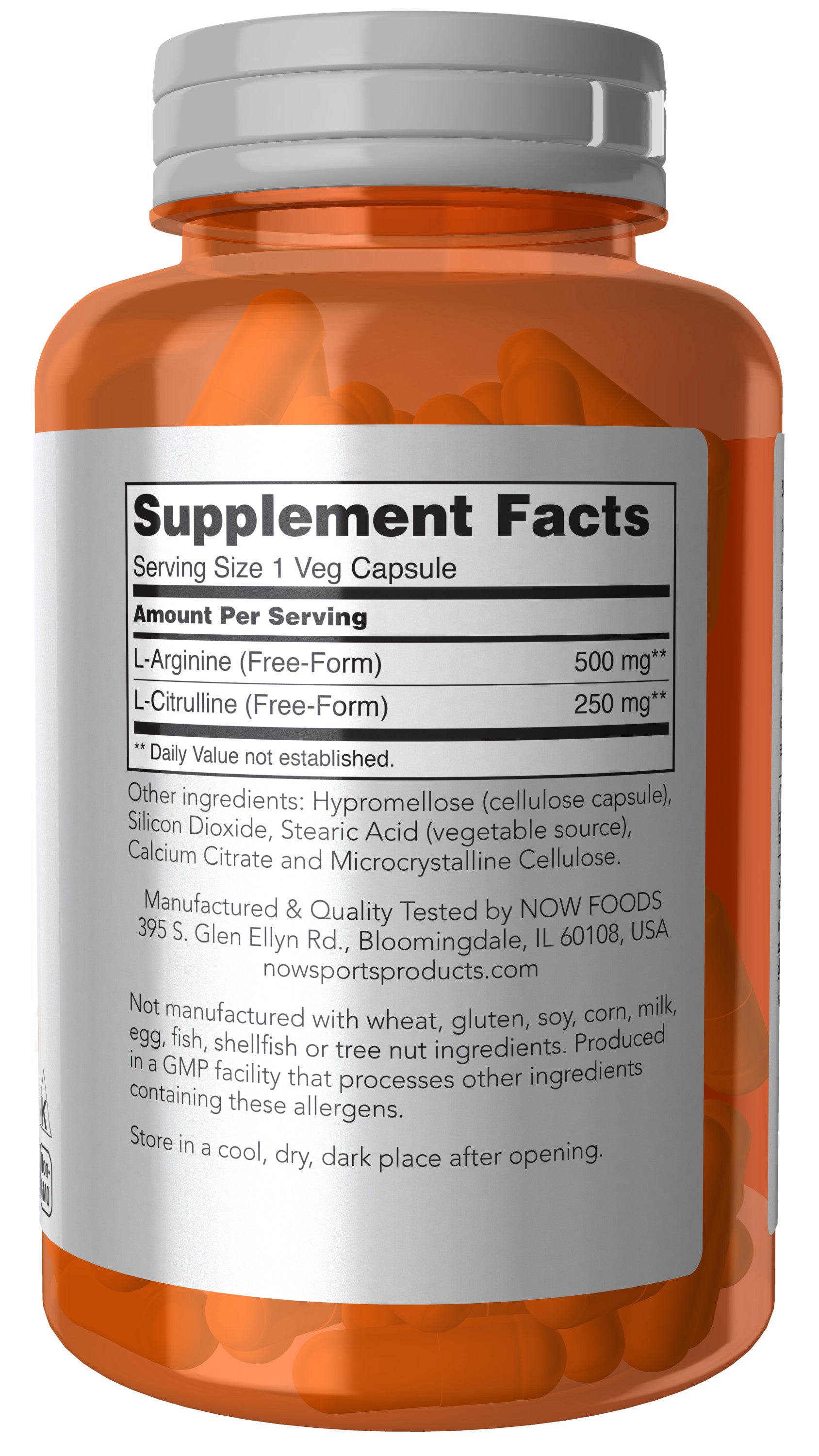 Now Sports, Arginine & Citrulline 500/250 120 Veg Capsules