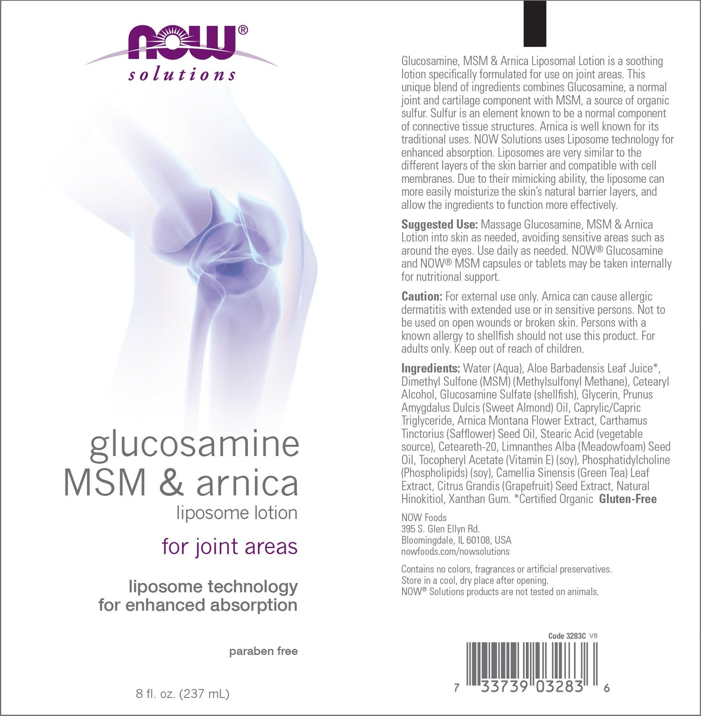 Now Solutions - Glucosamine MSM & Arnica Liposome Lotion 8 fl oz (237 ml)